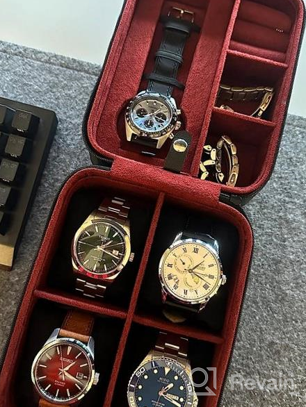 img 1 attached to Tan/Brown 5-Watch Travel Case Storage Organizer With Zipper For Wristwatches & Smart Watches Up To 50Mm - Rothwell review by Jason Fanney