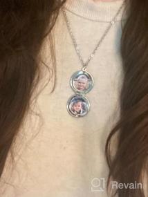 img 7 attached to Настраиваемое ожерелье-медальон в виде сердца с выгравированным текстом - винтажные плавающие медальоны с фотопамятью для женщин и девочек с двумя фотографиями