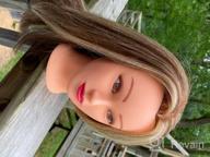 img 1 attached to HAIREALM Human Hair Cosmetology Mannequin Head With Table Clamp Stand - Ideal For Hair Styling Training And Practice - 18 Inch Premium Quality HA0212P review by Mary Beauchene