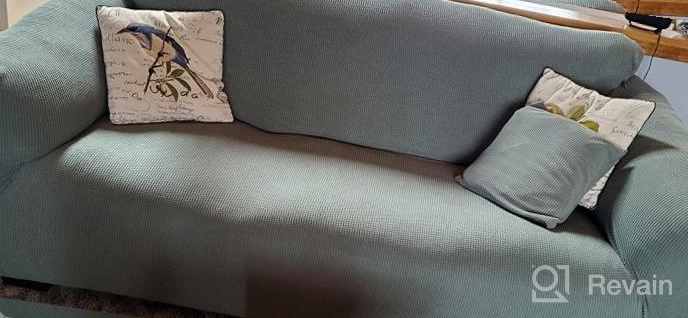 img 1 attached to Transform Your Sofa With JINAMART'S Stretch Elastic Slipcover - Navy Blue, Large, 3-Seat Sofa review by Natalie Martin