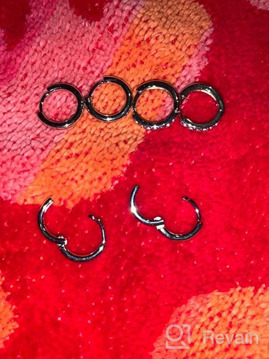 img 1 attached to 💍 Sterling Silver Hoop Earrings Set - Cubic Zirconia Cuff, 3 Pairs of Small Cartilage Hoops for Women, Men, and Girls (8mm/10mm/12mm) review by Melissa Dudley