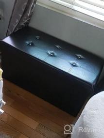 img 5 attached to YITAHOME 30 дюймов Складная 80-литровая скамья для хранения, подставка для ног из искусственной кожи с сиденьем с подкладкой из пены с эффектом памяти, вмещает до 350 фунтов. Подходит для гостиной, спальни, офиса и прихожей (черный)