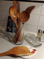 img 1 attached to 6-Piece Wooden Kitchen Utensil Set - Spoons, Slotted Spoon, Ladle, Turner, Non Stick Wood Spatula For Cooking And Serving Soup review by Mark Callaham