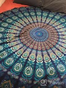 img 6 attached to Folkulture Bohemian Mandala Round Beach Blanket & Yoga Mat: A Versatile Boho Home Decor In Blue - 72 Inches