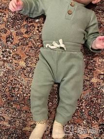 img 7 attached to Warm And Cozy Unisex Newborn Baby Clothes: 2-Piece Solid Knitted Cotton Romper And Pants Set For Winter