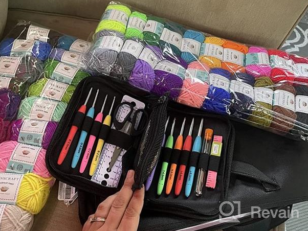 img 1 attached to 113-Piece Crochet Kit With 1600 Yards Of Assorted Yarn – Ideal Beginner Set W/ 73PCS Accessories, Ergonomic Hooks & Knitting Needles! review by Antonio Parson