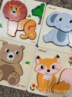 img 1 attached to Fun And Educational Wooden Animal Puzzles For Toddlers: A Pack Of 4 Travel-Friendly Toys With Drawstring Bag review by Theresa Mcdonald