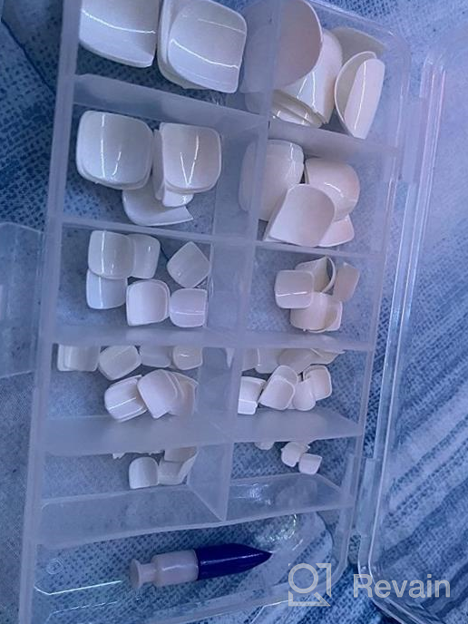 img 1 attached to 120Pcs White Fake Toenails Acrylic Nail Tips For Women Girls - Glossy Solid Color Square Short Full Cover False Toe Nails review by Benjamin Michels