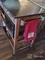 img 1 attached to Barnwood Wire-Brushed Drop Leaf Kitchen Cart With Wood And Stainless Steel Construction - One Size review by Patrick Johnson