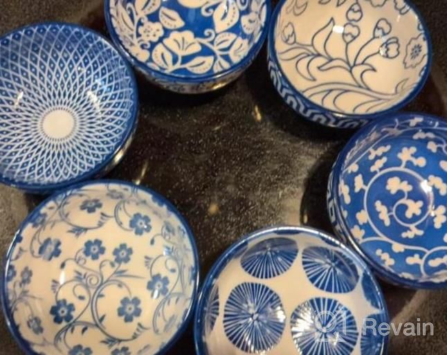img 1 attached to Set Of 6 Selamica Ceramic 2.6 OZ Square Dipping Bowls - Vintage Blue Soy Sauce Dishes, Ketchup Side Dish Ramekins For BBQ & Oven Safe Stackable review by Cheryl Fisher