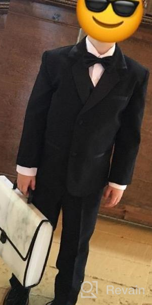 img 1 attached to 5 Piece Tuxedo Set for Boys - Complete with Formal Jacket, Pants, Shirt, Vest & Bow Tie - Classic Black review by Mariealphonse Seattle