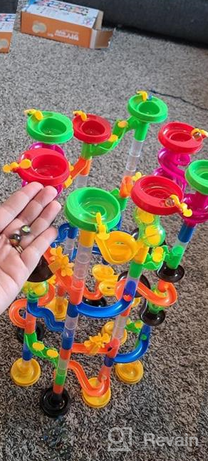 img 1 attached to 168Pcs Gifts2U STEM Learning Educational Construction Marble Run Toy Set - Includes 136 Translucent Plastic Pieces And 32 Glass Marbles - Fun Parent-Child Game And Building Block Toy review by Robert Helstrom