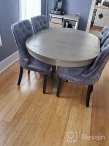 img 6 attached to Set Of 4 Velvet Upholstered Dining Chairs, Elegant Victoria Retro Accent Chairs With Tufted Cushion Back And Solid Wood Legs For Living Room/Kitchen - Light Gray (No Ring)