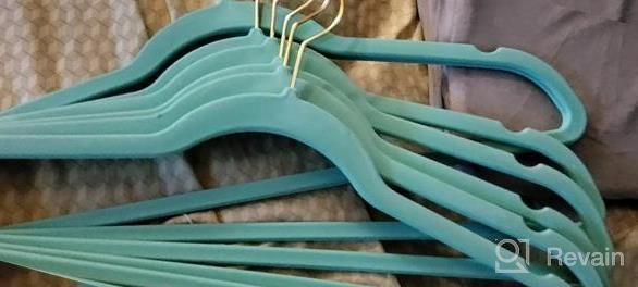 img 1 attached to 36 Pack Of Teal Velvet Hangers With No-Slip Grip, Slim Design, And Durable Construction. Perfect For Coats, Suits, And Space-Saving Closet Organization. Features 360 Swivel Golden-Plated Hook. review by Carrie Garling