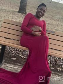 img 5 attached to JustVH Элегантное облегающее платье для беременных с длинным рукавом и V-образным вырезом, облегающее платье макси для фотосессии