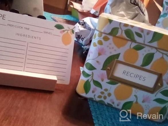 img 1 attached to Organize Recipes In Style With Lemon Recipe Box - 60 Cards, 15 Dividers & Wooden Holder! review by Robert Mac