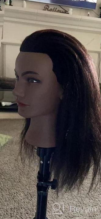 img 1 attached to Real Hair Mannequin Head For Styling, Training, And Cosmetology Practice - Hairginkgo 100% Human Hair Manikin Head With Clamp Stand For Dyeing, Cutting, And Braiding (2019B0214) review by Ken Booker