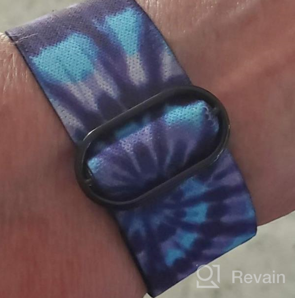 img 1 attached to Stylish And Comfortable Fitbit Sense/Versa 3 Bands For Men And Women - Elastic Nylon Fabric Strap With Adjustable Scrunchies Solo Loop review by Jim Martin