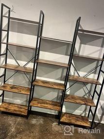 img 6 attached to SUPERJARE Triple 5 Tier Bookshelf, Bookcase With 14 Open Display Shelves, Ladder Bookshelf, Wide Book Shelf Book Case With Steel Frame, Wood Board, For Home & Office, Rustic Brown
