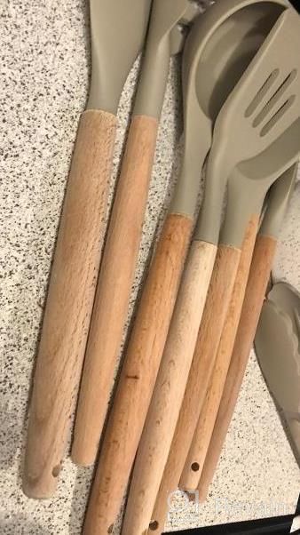 img 1 attached to Complete 14-Piece Silicone Kitchen Utensil Set – Heat Resistant And BPA Free – Perfect For Non-Stick Cookware – Includes Turner Tongs, Spatula, Spoon, Brush, Whisk, And Wooden Holder review by Tina Evans