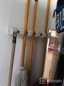 img 6 attached to Heavy Duty Wall Mounted Shelf System: Guay Clean Broom And Mop Holder - Home Storage Utility Rack - Strong Grip Hangers With Foldable Hooks - Garden Tool Organizer - Fixed