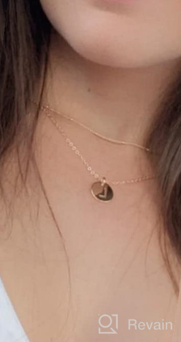 img 1 attached to IEFWELL 14K Gold Filled Double-Sided Engraved Hammered Coin Necklace: Exquisite Women's Initial Necklace & Layered Jewelry review by Diane Beachem
