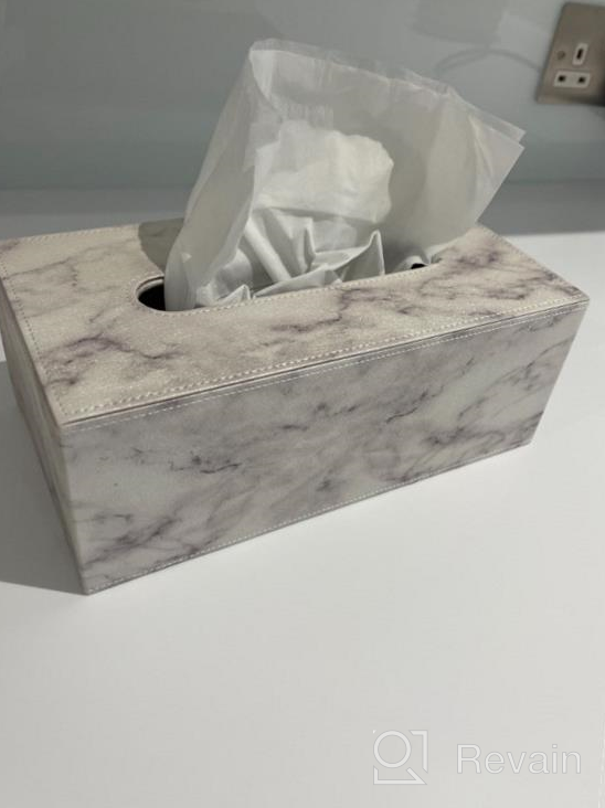 img 1 attached to Modern Marble PU Leather Roll Tissue Holder - Home Office Decor For Bathroom Vanity Countertops & Bedrooms review by Miguel Kriglstein