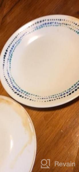 img 1 attached to Corelle Vitrelle 18-Piece Service For 6 Dinnerware Set, Triple Layer Glass And Chip Resistant, Lightweight Round Plates And Bowls Set, Ocean Blue review by Dominique Hughes