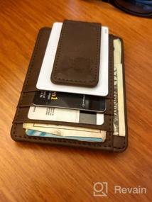 img 8 attached to Leather Slim Front Pocket Magnetic RFID Money Clip Wallet Brown - Men'S Money Clip Wallet