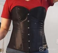 img 1 attached to Unleash Your Inner Seductress With This Women'S Black Satin Bustier Corset Top And Waist Cincher Lingerie Set review by Stephanie Klein