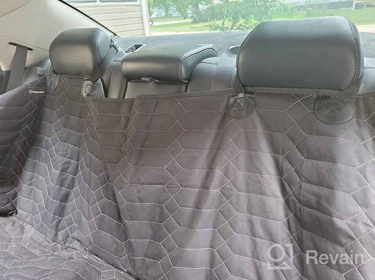 img 1 attached to Waterproof Dog Car Seat Cover With Mesh Window For Trucks, SUVs, And Cars - Non-Slip Backseat Protector To Safeguard Upholstery From Mud And Fur, Includes Dog Seat Belt - Magnelex review by John Bones