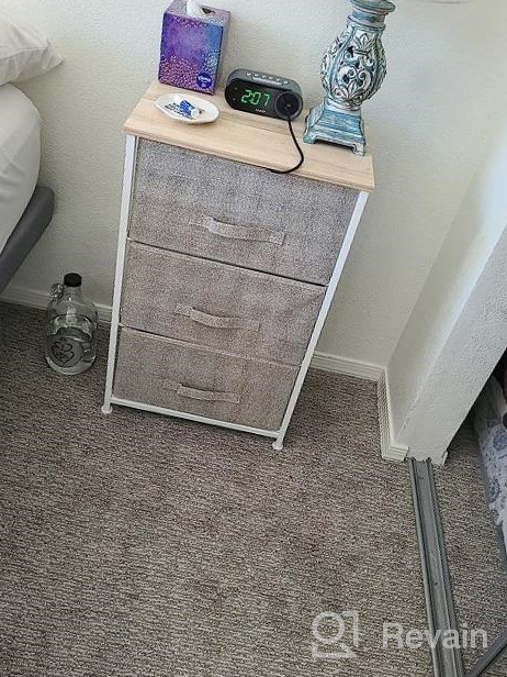 img 1 attached to Sorbus White/Gray 3-Drawer Nightstand Bedside Table Storage Tower - Home, Office, College Dorm Furniture & Accessories End Table With Steel Frame And Wood Top review by Nate Mims