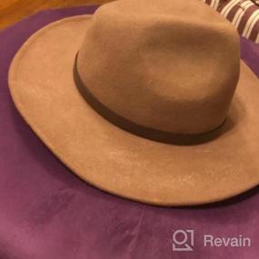 img 5 attached to Женская шляпа Fedora в стиле вестерн, шерстяные ковбойские шляпы для ковбойских девушек и мужчин - войлок с широкими полями.