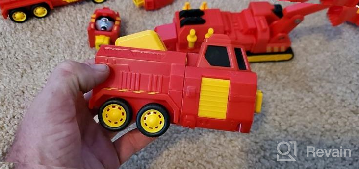 img 1 attached to Transform Robot Car Toys Truck, Assemble Cars Action Figures Set - Pull Back Play Vehicles For Boys, Toddlers, And Kids Ages 3-6 - Construction Toy Set review by Mike Sevenfourgd