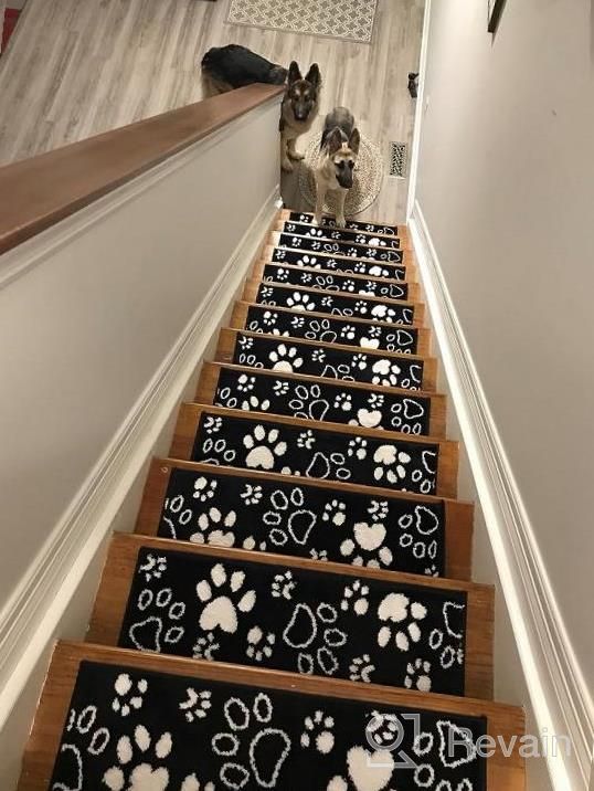 img 1 attached to 4-Pack SUSSEXHOME Carpet Stair Treads - Pet & Kid Friendly, Self Adhesive Safety To Prevent Slipping On Wooden Steps review by Vincent Pavelko