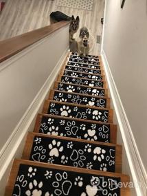img 6 attached to 4-Pack SUSSEXHOME Carpet Stair Treads - Pet & Kid Friendly, Self Adhesive Safety To Prevent Slipping On Wooden Steps