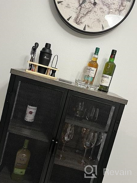 img 1 attached to BON AUGURE Industrial Coffee Bar Cabinet With Storage, Farmhouse Wood Metal Accent Cabinet With Shelves, Rustic Small Sideboard Buffet For Kitchen And Dining Room (Dark Grey Oak) review by Kristina Soucy