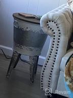 img 1 attached to Accentuate Your Home With Hallops Farmhouse Galvanized Rustic Side Table - Metal Storage Ottoman With Wood Cover And Legs review by Romas Pennington