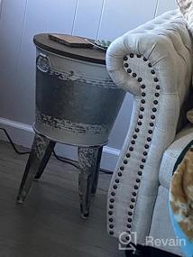 img 6 attached to Accentuate Your Home With Hallops Farmhouse Galvanized Rustic Side Table - Metal Storage Ottoman With Wood Cover And Legs