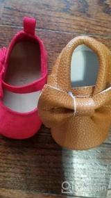 img 7 attached to Soft Sole Baby Shoes With Double Bow Fringe - Bebila Girls Toddler Moccasins And Crib Flats