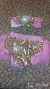 img 5 attached to Baby Girl 2PCS Set Cotton Tulle Sequins Diaper Cover Bloomers Headband