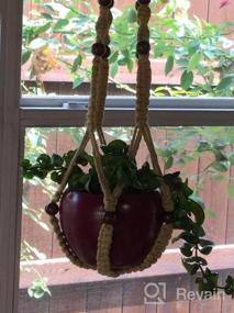 img 6 attached to Pack Of 2 POTEY 620102 Black Macrame Plant Hangers With Beads - 35 Inch 4-Legged Hanging Planter For Indoor/Outdoor Home Decor, No Tassels, With 4 Hooks Included