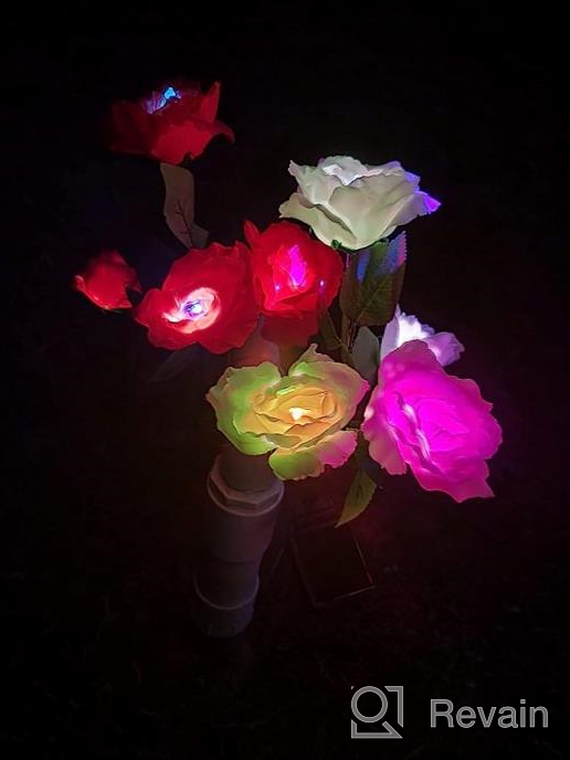 img 1 attached to Outdoor Solar Powered Flower Lights (4 Pack) In Pink Rime Design For Garden Decorations - Waterproof IP65, Dusk-To-Dawn Lights For Yard, Patio, And Landscape Lighting review by Joseph Morris