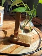 img 1 attached to Desktop Glass Planter With Wooden Stand For Hydroponics, Propagation, And Office Decor - Perfect For Water Plants And Home Garden - Retro Bulb Vase Design review by Mikey Jackson