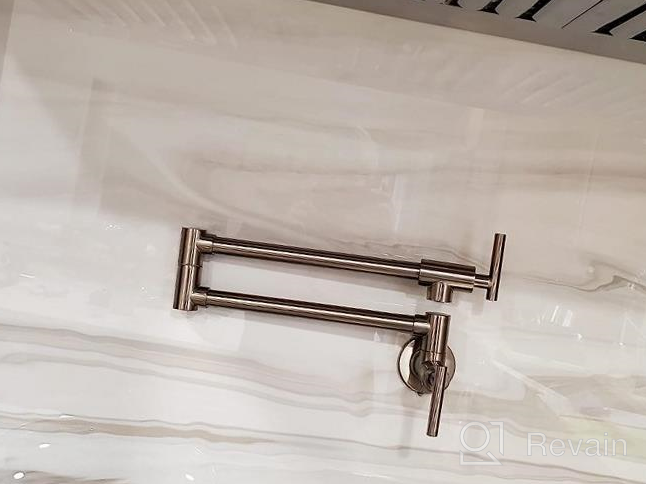 img 1 attached to WOWOW Brass Pot Filler Wall Mount Pot Filler Faucet Chrome Stretchable Double Joint Swing Arm Kitchen Faucet Folding 2 Handles Single Hole Commercial Faucets review by James Mangum