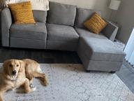 img 1 attached to Modern Bluish Grey U-Shaped Sectional Sofa With Reversible Chaise And Ottoman By HONBAY review by Michael Daniels