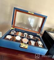 img 1 attached to Stylish And Secure: ROTHWELL 10 Slot Leather Watch Box With Glass Top, Ideal For Watch Enthusiasts review by Charles Jenkins