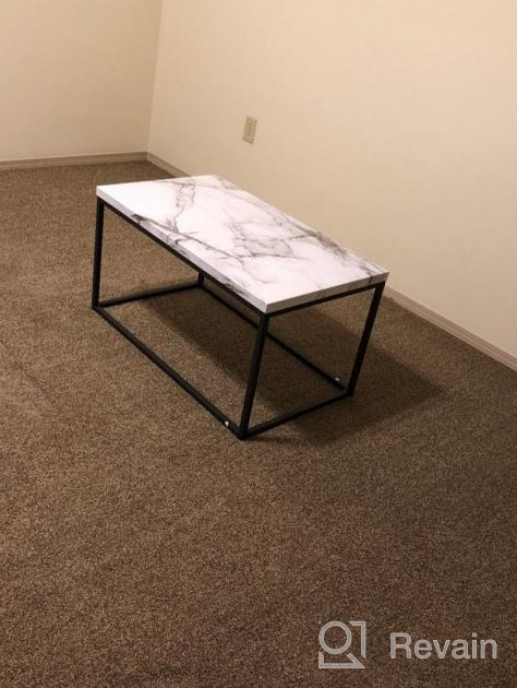 img 1 attached to Roomfitters White Marble Print Coffee Table, Upgraded Water Resistant Top Surface, Accent Rectangular Cocktail Table With Black Metal Box Frame, Sofa Table For Living Room, Home Furniture Decoration review by Tom Reid