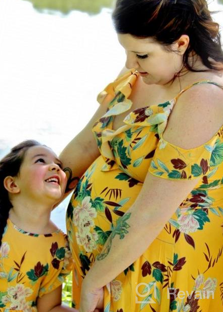 img 1 attached to Floral Print Cold Shoulder Mommy And Me Dresses With Ruffle And Backless Design For Summer Beach Midi Dress By PopReal review by Amanda Austin