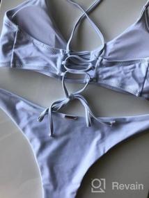 img 7 attached to Cheeky Brazilian Cut Bikini Bottom And Strappy Triangle Top For Women By RELLECIGA